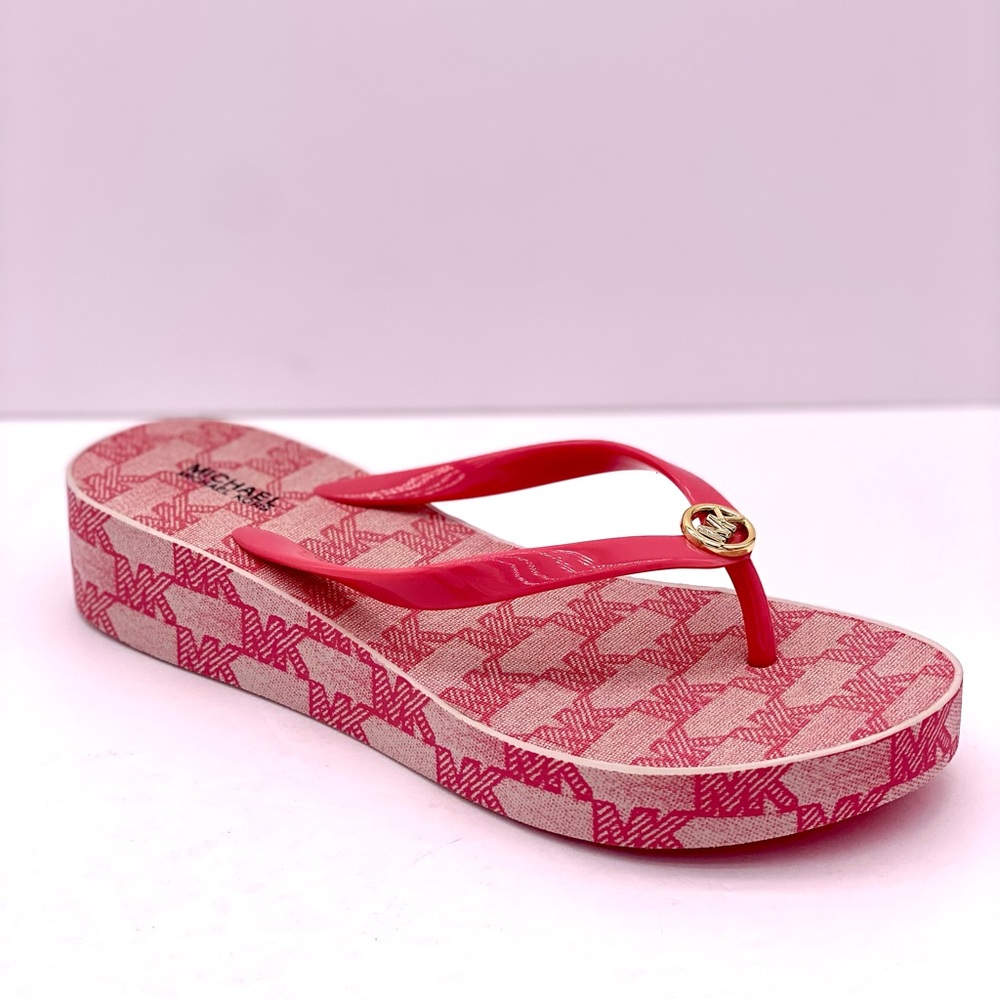 Michael Kors Bedford Logo MK Women’s Wedge Flip Flop Sandals - Picture 2 of 8